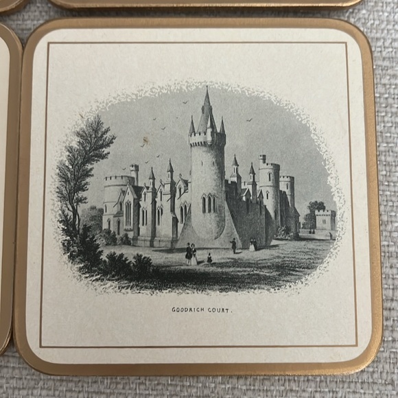 NEW Boxed Pimpernel British Heritage Coaster Set (6) | UK | Ivory, Gold Trim - Picture 9 of 11